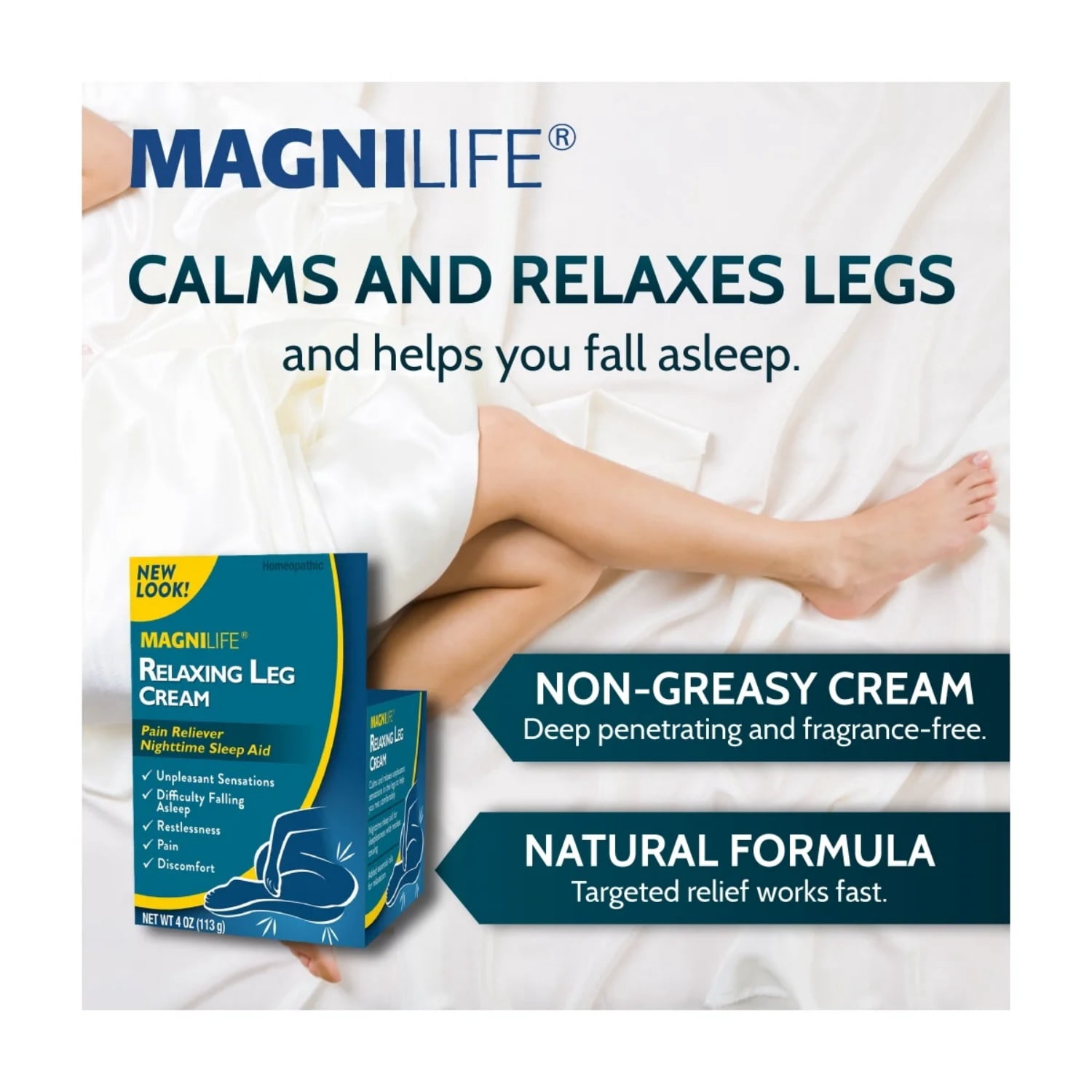 MagniLife Relaxing Leg Cream, Pain Reliever, 4 oz