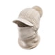 thumbnail image 4 of Pasamontañas de punto térmico, gorro, bufanda para el cuello con pompón, botón calentador, gorro de protección, máscara de esquí de invierno, gorro , Khaki DYNWAVEMX pasamontañas para motocicleta, 4 of 8