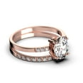thumbnail image 2 of Beautiful Unique Art Deco 2.00 Carat Oval Cut Diamond Moissanite Engagement Ring, Classic Wedding Ring, One Matching Band in 10k Solid Rose Gold, Gift For Her, Promise Ring, Bridal Set, 2 of 4