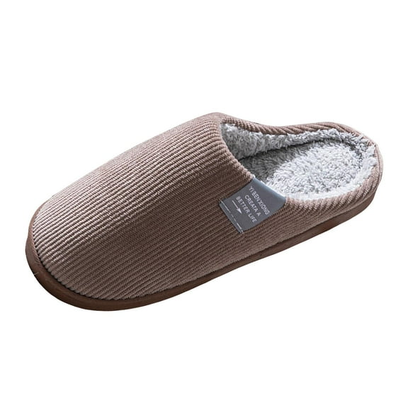 Mens Womens Warm Plush House Slippers Soft Sole Non Slip Indoor Slippers Memory Foam Bedroom Slide Shoes Brown Size 10