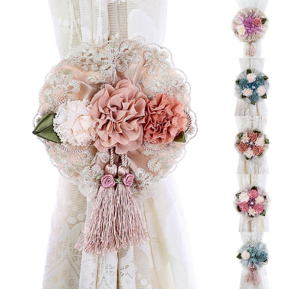 Multi-colors Artificial Flower Tie-Backs Curtain Tiebacks Holdbacks Decorations 