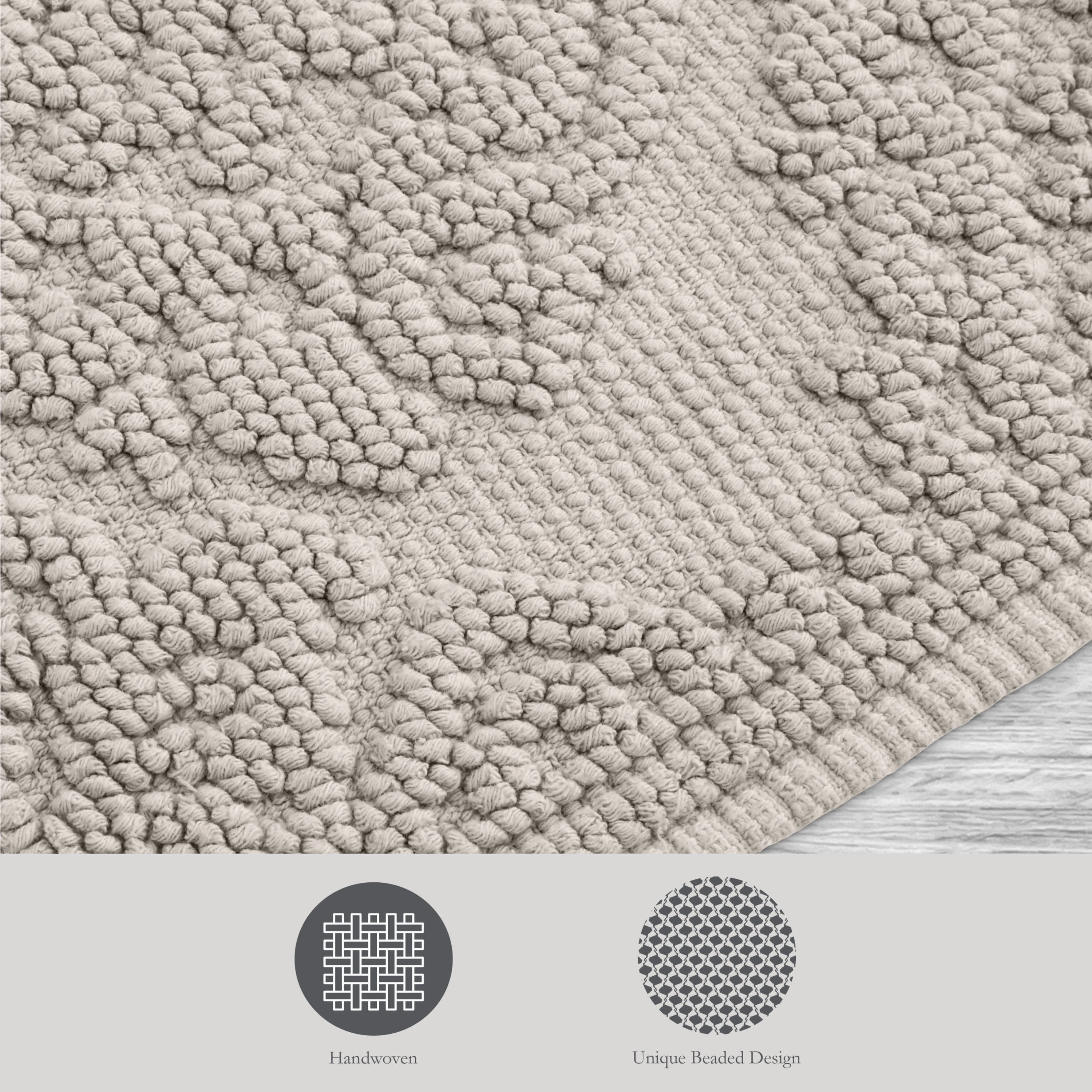Jean Pierre Ricardo Cotton Fringe 17 x 31 in. Bath Rug, Light Grey