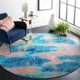 thumbnail image 2 of SAFAVIEH Sequoia Jeana Abstract Machine Washable Area Rug, 6'7" x 6'7" Round, Blue/Orange, 2 of 8