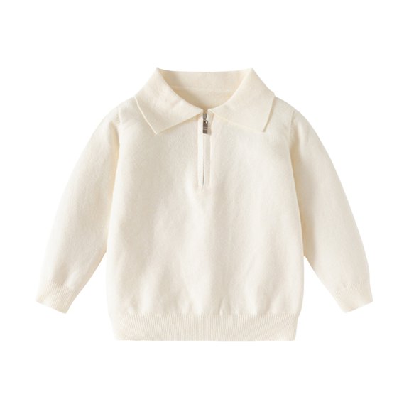 AUDeals Boys Sweater, Toddler Boys Polo Collar Half Zip Knit Pullover, Classic Solid Sweater for Kids Boys, Soft Formal Knitwear (B, 3-4 Years)