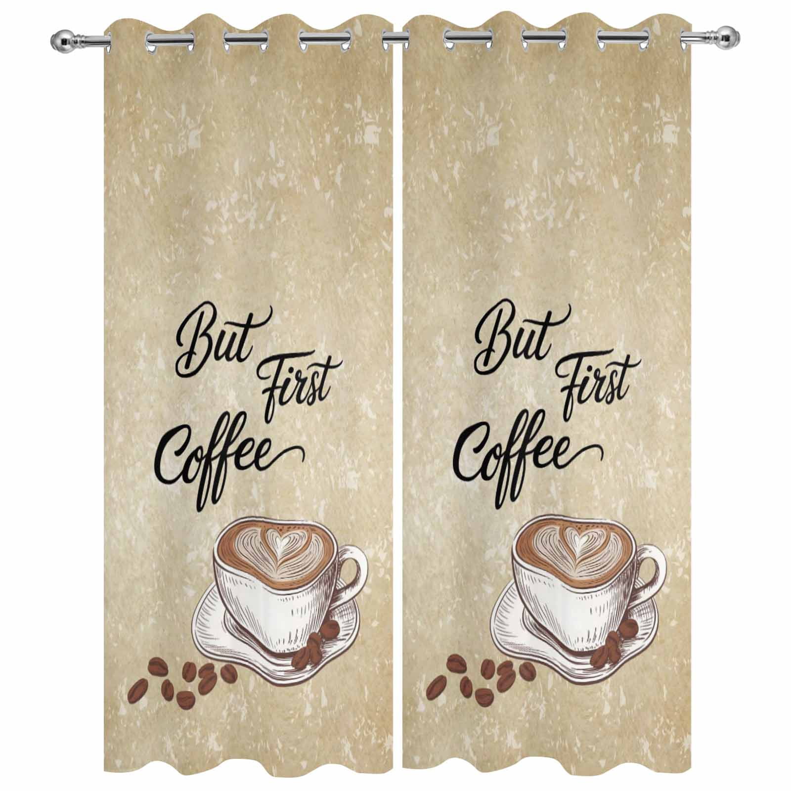 Outdoor Curtains for Patio Waterproof, Vintage Coffee Windproof Pravicy Outside Porch Blackout Curtain, Modern Farmhouse Coffees Brown Retro Sun Blocking Curtains for Cabana 2 Panels 54"x108"