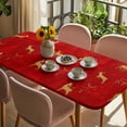 thumbnail image 3 of Christmas Red Table Cloths for 6 Foot Rectangle Tables, Yellow Reindeer Xmas Trees New Year Patio Waterproof Elastic Fitted Tablecloths, Washable Rectangular Table Cover for Camping, 3 of 8