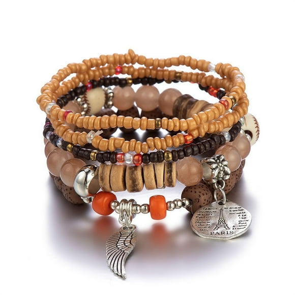 Product Category Bracelets — Stackable Bead Bracelets Set for Ladies and Gentlemen Multicolor Multilayer Stretch Jewelry