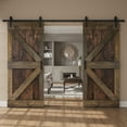 thumbnail image 2 of Coast Sequoia Inc Coast Sequoia 72in x 84in K Series Multi-Color Pine Wood Double Sliding Barn Door With Hardware Kit Aged Barrel/Dark Walnut, 2 of 5