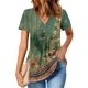 thumbnail image 2 of Blusa tipo túnica Zeagoo Boho para mujer, manga corta, cuello en V, estampado floral, 2 of 6