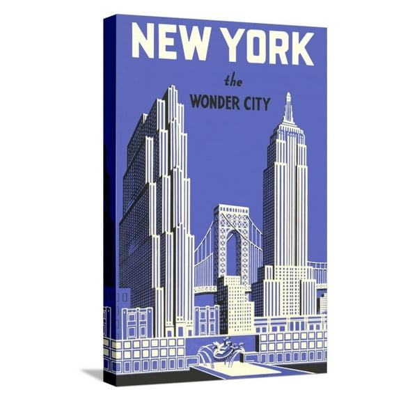 Art.com New York, the Wonder City Stretched Canvas Print Wall Art, 12" x 18"