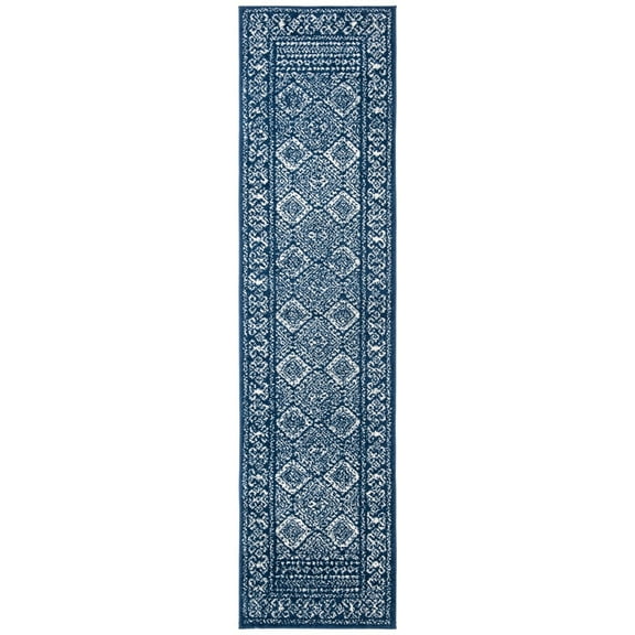 SAFAVIEH Tulum Ophelia Bordered Geometric Runner, 2' x 13', Navy/Ivory