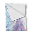 thumbnail image 2 of Feather Soft Flannel Fleece Throw Blanket, Abstract Dream Catcher Watercolor Background Brushstrokes, Cozy Plush for Indoor and Outdoor Use, 60" x 80", Pale Blue Lilac White, by Ambesonne, 2 of 5