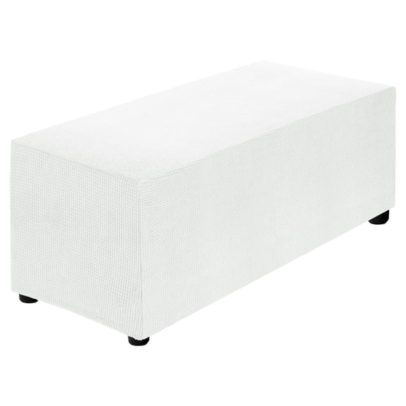 Stretch Ottoman Cover Rectangular Fit Length 51"-63", X-Large, White