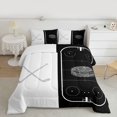 thumbnail image 2 of Homewish Hockey Gamer Queen Comforter Set,Ball Sport Bedding Sets,White Black Bedding Comforter Set For Boys Kids,Luxury Bedroom Decor Reversible,3pcs, 2 of 8
