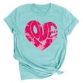 thumbnail image 2 of Fesfesfes Women's Short Sleeve Tops Women's Lover Love Printed T-shirt Round Neck Short Sleeved Top Womens Basic Tee L(US:8), 2 of 5