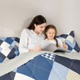 thumbnail image 4 of Feelyou Checkered Geometry Bedding Comforter Set 7pcs, Modern Abstract Queen Bedding Sets, Dodger Blue Plaid Reversible Queen Sheet Sets, Lightweight Room Decor, 4 of 7