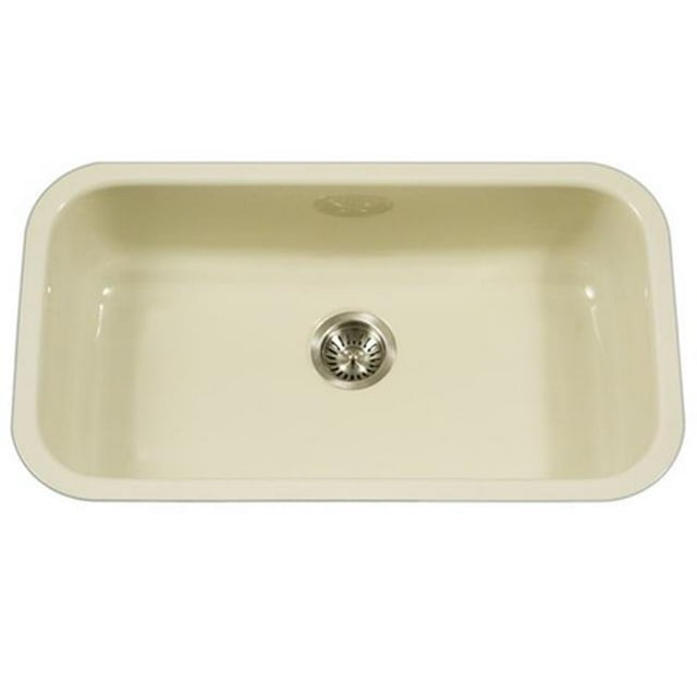 Houzer PCG-3600 BQ Porcela Series Porcelain Enamel Steel Undermount Large Single Bowl Kitchen Sink, Biscuit