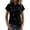 Black, variant on Womens Collared Notch-Neck Blouses Diagonal-Button Short Sleeve Slim Breathable Casual Work Office Tops