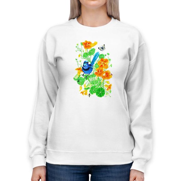 Artshine Bright Blue. Sweatshirt Women -Girija Kulkarni Designs, Female Medium