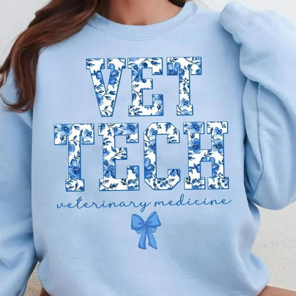 Floral Veterinarian Sweatshirt, Veterinary Medicine Shirt, Cute Vet Tech Gift, Animal Care Crewneck for Women