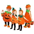 thumbnail image 5 of GYRATEDREAM 4PCS Baby Girls Boys Halloween Costumes Toddler Sleeveless Pumpkin Romper Hat Socks Handbag Halloween Outfits for 1-12 Years, 5 of 8