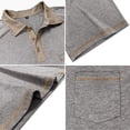 thumbnail image 4 of Men's Collared Polo Shirt Short Sleeve Contrast Trim & Pocket Casual T-Shirt Stylish & Breathable For Spring And Summer Daily Wear Tops,Light Gray,XXL, 4 of 5