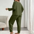 thumbnail image 3 of Diufon Women's Plus Size Sleepwear Solid Color Long Sleeve Crewneck Tops & Pants Casual Home 2 Piece Set, 3 of 4