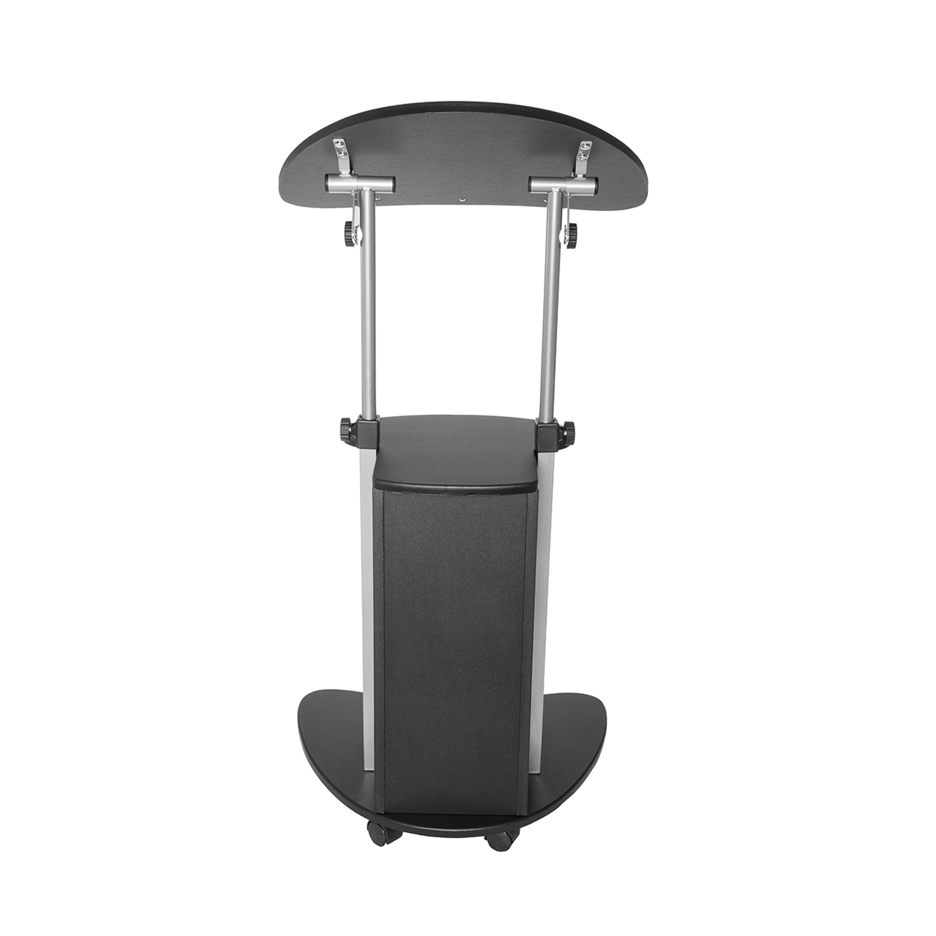 Sit-to-Stand Rolling Adjustable Laptop Cart with Open & Closed Storage, 31.5-45.5in Height Tilting Desktop Lockable Casters Moisture Resistant MDF Mobile Workstation