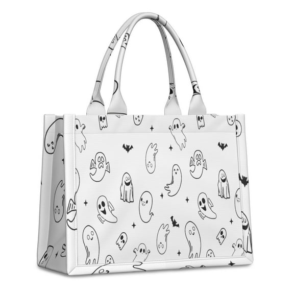 Large Capacity Tote Bag,Minimalist Halloween Ghost Pattern Handbag Fashion Luxury Tote Bag,15.7"x13"x 5.1" Inches,Laptop Compatible