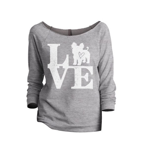 Love Yorkie Women's Fashion Slouchy 3/4 Sleeves Raglan Lightweight Sweatshirt Sport Gray 2X-Large