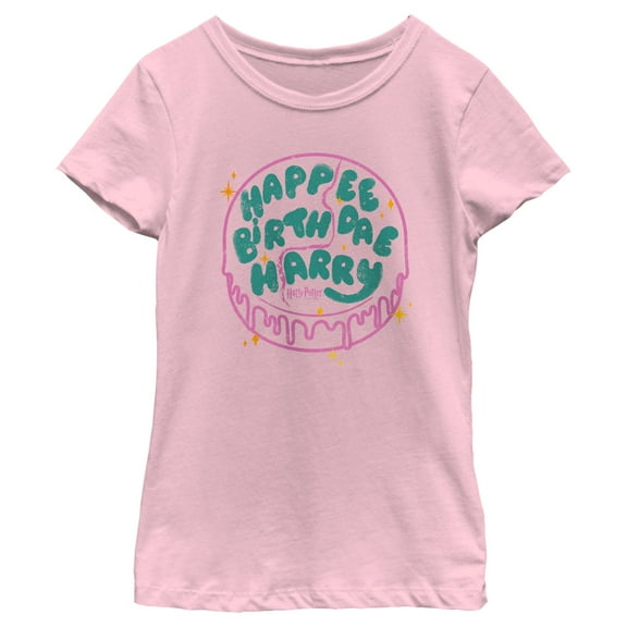 Girl's Harry Potter Happee Birthdae Cake Graphic Tee Light Pink Large