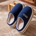 thumbnail image 5 of XIMIN Women Thick Sole Plush Striped Cotton Slippers Warm Memory Foam Comfy House Slippers with Anti-Skid Rubber Sole for Indoor and Outdoor,Autumn and Winter, 5 of 7