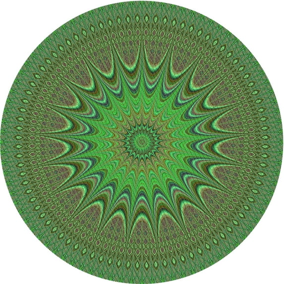 Ahgly Company Indoor Round Patterned Army Green Area Rugs, 8' Round