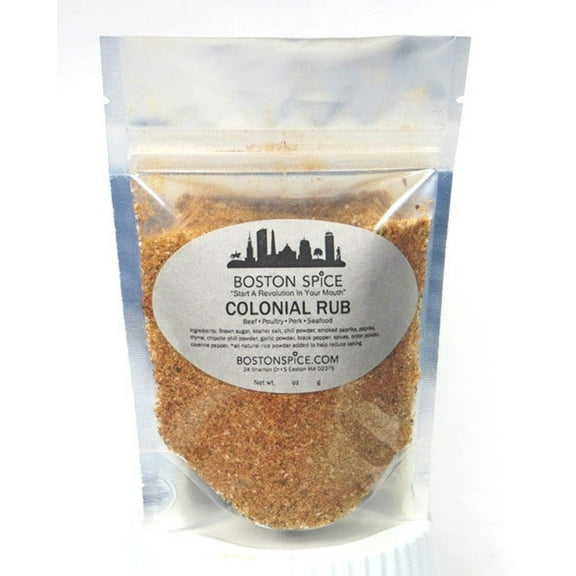 Boston Spice Colonial Rub Handmade Gourmet Barbecue BBQ Grilling Grill Roasting Smoker Dry Seasoning Blend Pork Poultry Ribs Steak Beef Seafood Chicken Fish Vegetables Popcorn Approx 1/4 Cup 1.3oz/39g