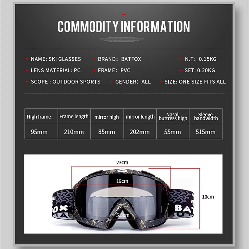 JJEAN-OTG Ski Snow Goggles, UV Protection Anti Fog Snowboard Goggles for Men Women Youth