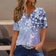 thumbnail image 1 of Fiudx Liquidación de Ahorros de Verano Blusa de Manga Corta Estampada a La Moda para Mujer, Blusas Informales con Cuello En V, 1 of 5