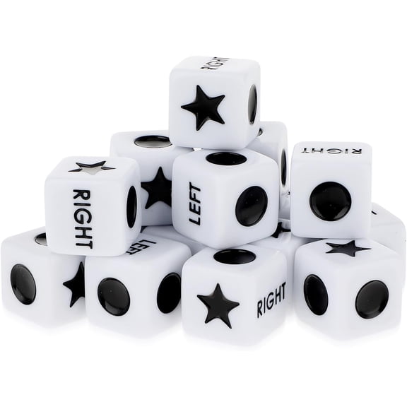 16 Pcs Left Right and Center Dice, 16mm Standard Size 6 Sided Left and Right and Center Dice Game for Left Right Center Game Dice Games Accessorie
