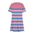 thumbnail image 3 of yillto Women Summer Tshirt Dress Casual Striped Short Sleeve Crew Neck Knee Length Loose Comfy Dresses, 3 of 6