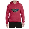 thumbnail image 2 of Wild Bobby, Colorful Rainbow Patterned Butterfly Animal Lover Unisex Graphic Hoodie Sweatshirt, Vintage Heather Red, Small, 2 of 3