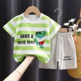 thumbnail image 2 of kpoplk Toddler Boy Summer Play Clothes Short Sleeve Cartoon T-Shirt Shorts Casual Outfit Light Green,4-5 Y, 2 of 4
