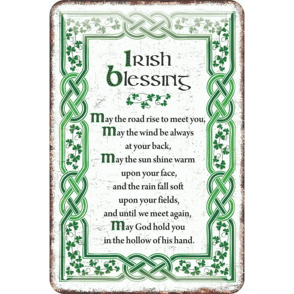 Irish Metal Sign with Blessing Saying Celtic Design 12” x 8”