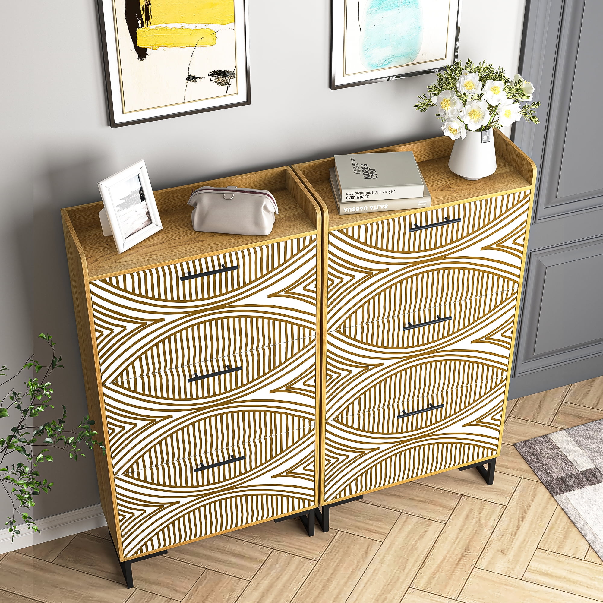 YYAo Entryway Shoe Cabinet, Shoes Storage Organizer Narrow Shoe Storage Rack with Flip Doors, Tipping Bucket Shoe Cabinet for Closet, Living Room, Brown YYAo Entryway Shoe Cabinet, Shoes Storage Organizer Narrow Shoe Storage Rack with Flip Doors, Tipping Bucket Shoe Cabinet for Closet, Living Room, Brown