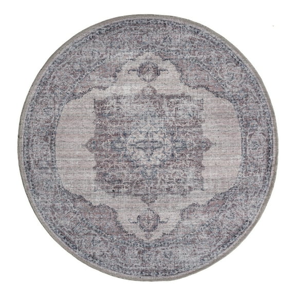 Unique Loom Mangata Collection Area Rug - Mariah (3' 11" Round Ivory and Gray/Black)