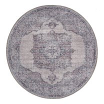 Unique Loom Mangata Collection Area Rug - Mariah (3' 11" Round Ivory and Gray/Black)