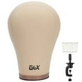 thumbnail image 3 of Gex Worldwide 20"-24" Cork Canvas Block Head Mannequin Head Wig Display Styling Head With Mount Hole and Accessories (20") Light Brown, 3 of 7