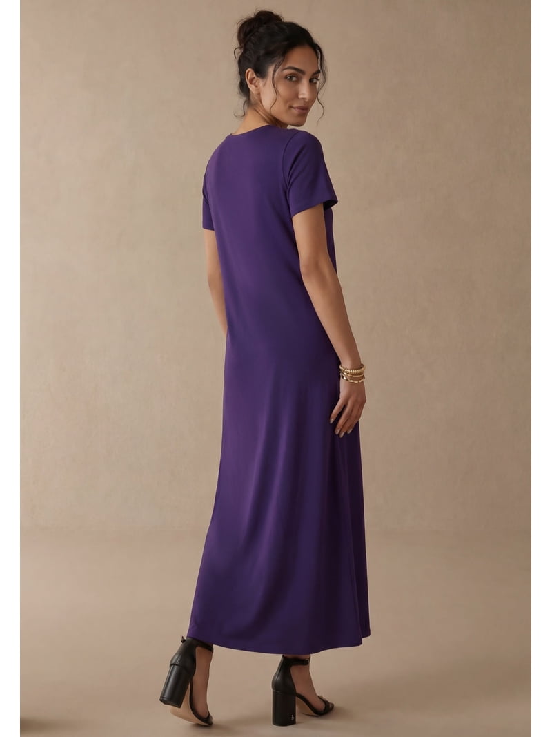 jessica london plus size women's stretch cotton t-shirt maxi dress Jessica London Petite Stretch Cotton T-Shirt Maxi Dress