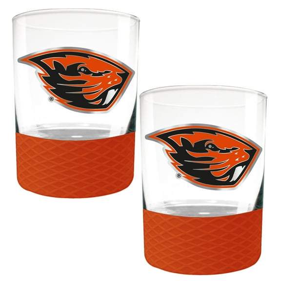 Oregon State Beavers 2-Pack 14oz. Rocks Glass Set with Silcone Grip