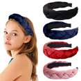 thumbnail image 1 of Laklulu Cinta de Felpa de Terciopelo para Mujer Cinta para el Cabello de Punto Cruzada Cruzada para niñas Color sólido Accesorios para el Cabello Suaves y Lindos Champú para Citas de Viaje, 1 of 5
