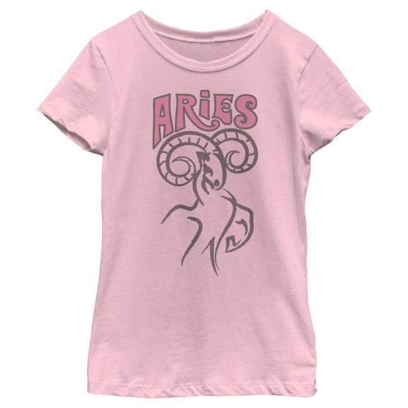Girl's Lost Gods Zodiac Aries Art Symbol  Graphic Tee Light Pink X Large
