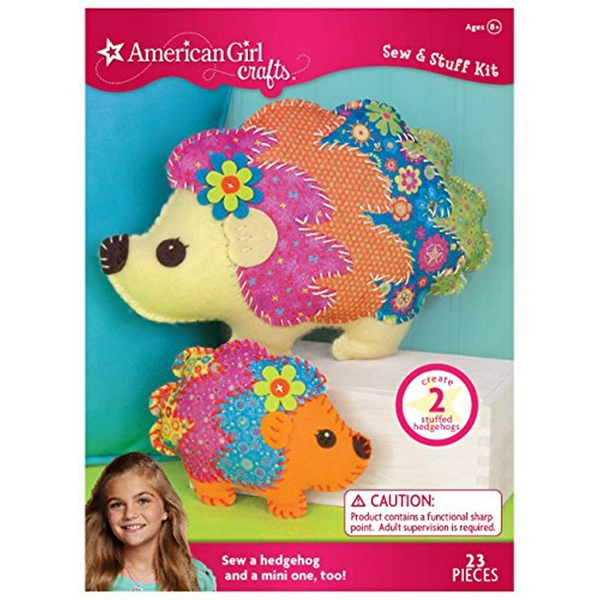 American Girl Crafts DIY Hedgehog Stuffed Animals Sew and Stuff Kit 11.25 W x 7.75 H and 6.25 W x 5. H Walmart